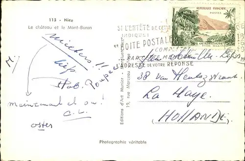 hw10347 Nice Alpes Maritimes Chateau Mont Boron Kategorie. Nice Alte Ansichtskarten