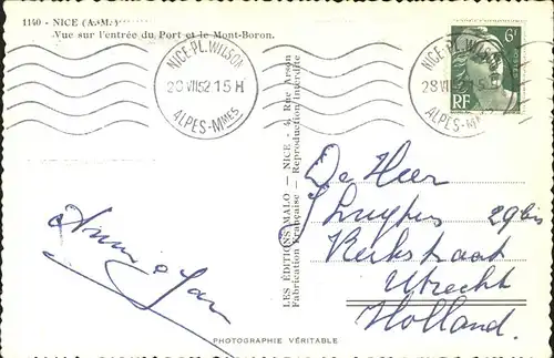 hw10776 Nice Alpes Maritimes Pont Mont Boron Schiff Kategorie. Nice Alte Ansichtskarten