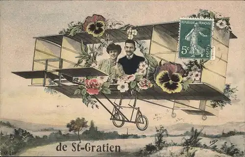 Saint-Gratien Oise Flugzeug Blumen Kat. Saint-Gratien
