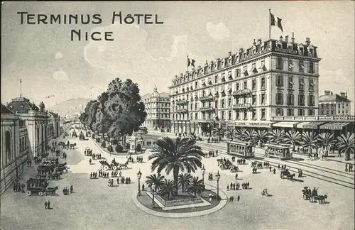 hw14525 Nice Alpes Maritimes Terminus Hotel Strassenbahn Kutsche Kategorie. Nice Alte Ansichtskarten