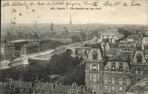 hw14828 Paris vue Generale des Sept Ponts Kategorie. Paris Alte Ansichtskarten