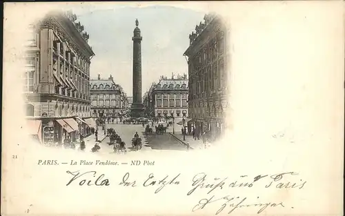 hw14842 Paris Place Vendome Kategorie. Paris Alte Ansichtskarten