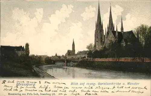 Strasbourg Alsace Garnisonkirche und Muenster