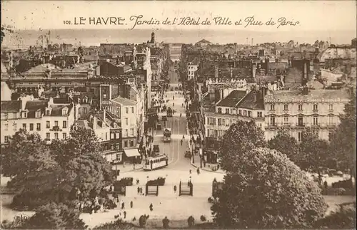 Le Havre Hotel de Ville Jardin Strassenbahn Kat. Le Havre