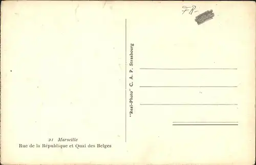 hw16236 Marseille Rue Republique, Quai des Belges, Strassenbahn Kategorie. Marseille Alte Ansichtskarten