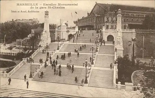 hw16240 Marseille Escalier Monumental, St.-Charles Kategorie. Marseille Alte Ansichtskarten