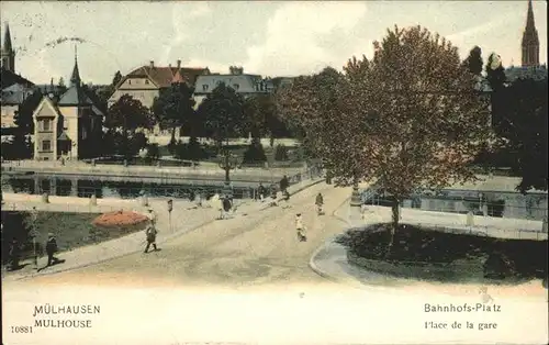 Muelhausen Elsass Bahnhofs-Platz la Gare Kat. Mulhouse