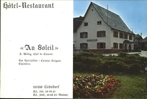 Liebsdorf Hotel-Restaurant Au Soleil Bes. A. Willig Strassenkarte Kat. Liebsdorf