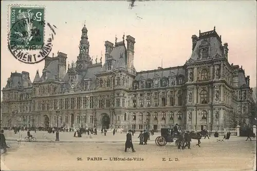hw17485 Paris Hotel -de-Ville Kategorie. Paris Alte Ansichtskarten