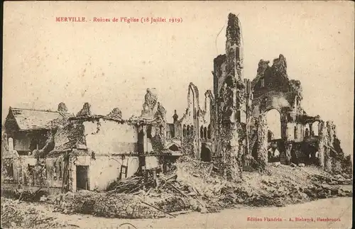 Merville Nord Ruines de l`Eglise Kat. Merville