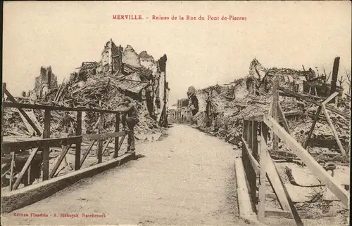 Merville Nord Ruines de la Rue de Pont de Pierres Kat. Merville