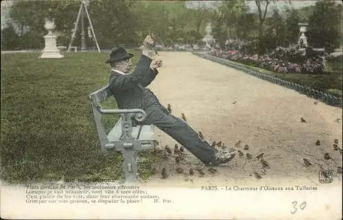 Paris Charmeur Oiseaux Tuileries Voegel Kat. Paris