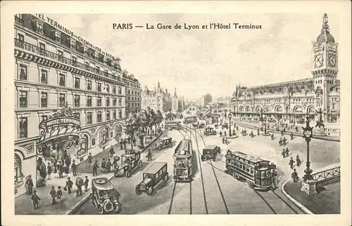 Paris Hotel Terminus Strassenbahn  Kat. Paris