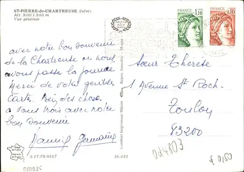 kk12232 Saint-Pierre-de-Chartreuse Isere Vue generale Kategorie. Saint-Pierre-de-Chartreuse Alte Ansichtskarten