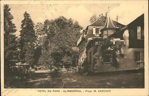 kk12411 Klingenthal Bas Rhin Elsass Hotel du Parc Kategorie. Strasbourg Alte Ansichtskarten