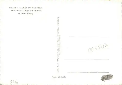 kk12599 Hohrod Haut Rhin Alsace Impression de la vallee de Munster vue sur Hohrod et Hohrodberg Kategorie. Hohrod Alte Ansichtskarten