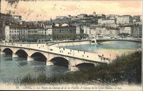 Lyon France Les Ponts du Change et de la Feuillee et Coteau de la Croix Rousse Kat. Lyon
