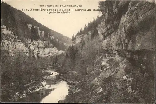 Pontarlier Doubs Frontiere Franco Suisse Gorges du Doubs apres la chute Kat. Pontarlier