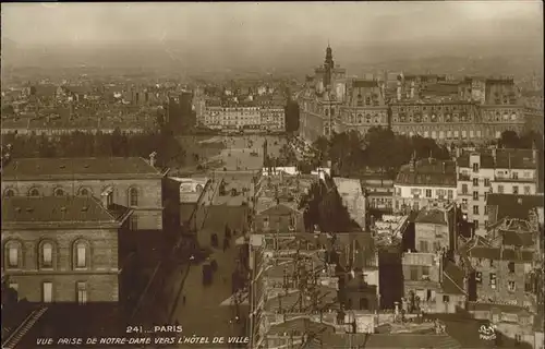 Paris Vue partielle prise de Notre Dame vers l Hotel de Ville Kat. Paris