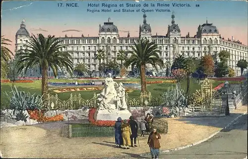 Nice Alpes Maritimes Hotel Regina et Statue de la Reine Victoria sculpture Kat. Nice