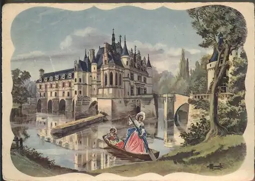 Chenonceaux Indre et Loire Chateaux de la Loire Reproduction aquarelle de Charles Homualk Kuenstlerkarte 