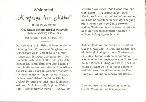 Unterreichenbach Waldhotel Kapfenhardter Muehle Kat. Unterreichenbach