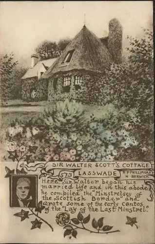 Midlothian Scotland Sir Walter Scott s Cottage Lasswalde Kuenstlerkarte Kat. Midlothian