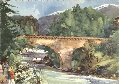 Merano Suedtirol Ponte Romano Kuenstlerkarte