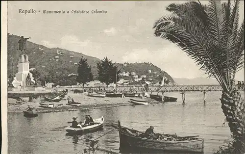 Rapallo Liguria Monumento a Cristoforo Colombo Strand Steg Boot