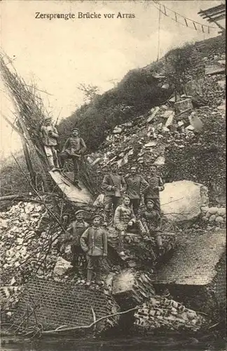 Arras Pas-de-Calais zersprengte Bruecke / Arras /Arrond. d Arras