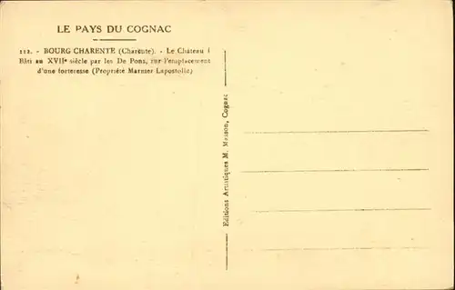 Cognac Chateau de Bourg Charente / Cognac /Arrond. de Cognac