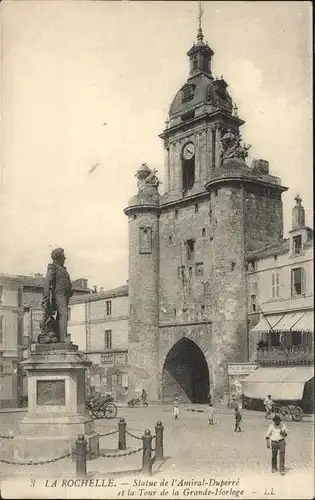 La Rochelle Charente-Maritime Statue de L'Amiral Duperre Tour Grande Horloge / La Rochelle /Arrond. de La Rochelle