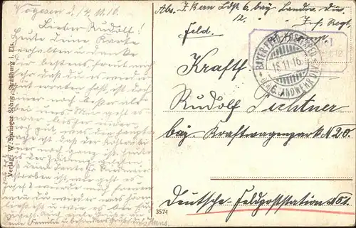 Ingersheim Haut-Rhin Feldpost Ob. Elsass Schlachtfeld August 1914 / Ingersheim /Arrond. de Ribeauville