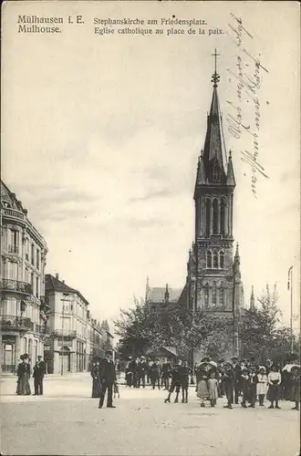 Muelhausen Elsass Stephanskirche Friedensplatz / Mulhouse /Arrond. de Mulhouse