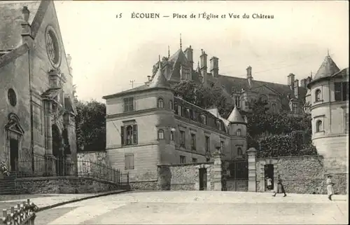 Ecouen Place Eglise Vue Chateau *