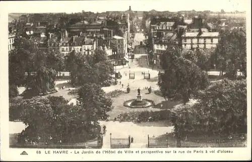 Le Havre le Jardin de l'Hotel de Ville la Rue de Paris *