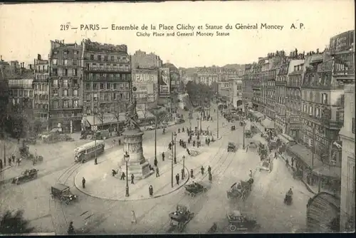 Paris la Place Clilchy Statue du General Moncey x