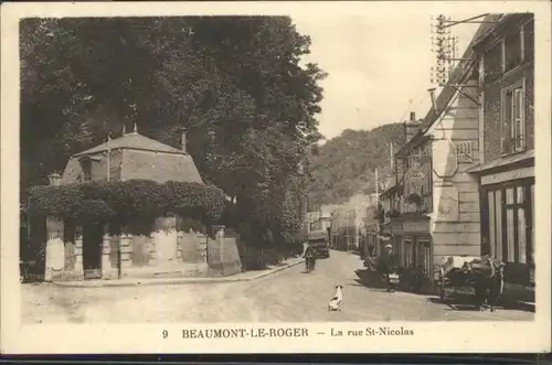 Beaumont-le-Roger Rue Saint Nicolas Kutsche Hund *