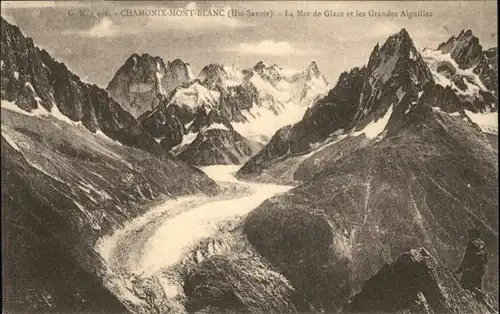 Chamonix Mont Blonc La Mer de Glace Grandes Aiguilles Gletscher *