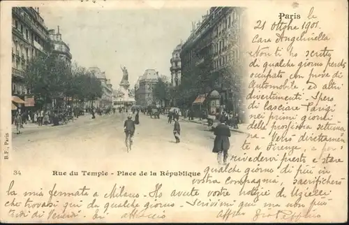 Paris Rue du Temple Place de la Republique x