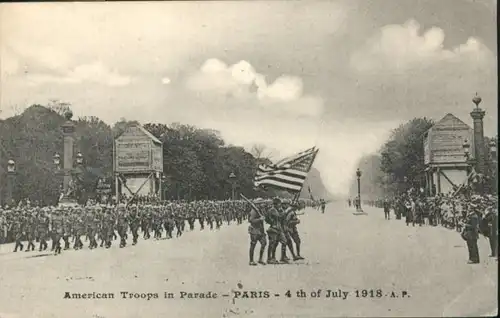 Paris American Troops in Parade x