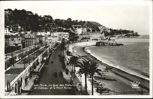 ws78777 Nice Alpes Maritimes Nice Quai Etats-Unis Chateau Mont Boron x Kategorie. Nice Alte Ansichtskarten