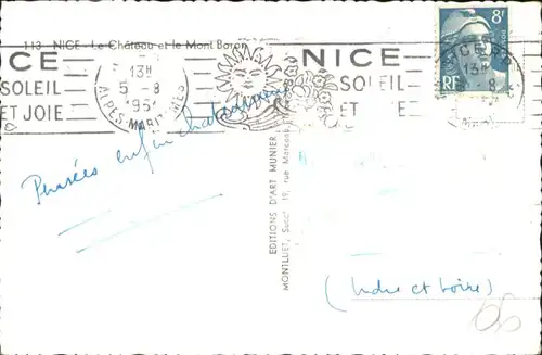 ws81937 Nice Alpes Maritimes Nice le Chateau le Mont Boron x Kategorie. Nice Alte Ansichtskarten