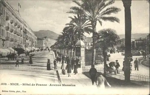 ws91046 Nice Alpes Maritimes Nice Hotel de France Avenue Massena * Kategorie. Nice Alte Ansichtskarten