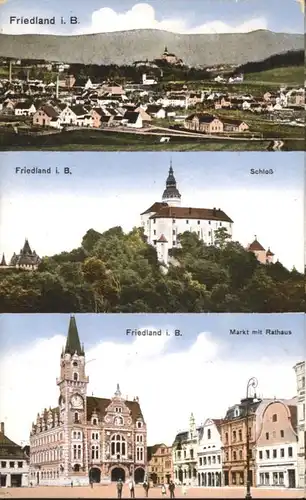 wu90242 Friedland Boehmen i. B. Schloss Markt Rathaus x Kategorie. Frydlant Alte Ansichtskarten