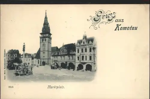 Komotau Marktplatz Kirche  *