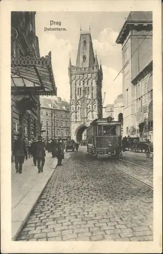 wu94366 Prag Prahy Prague Prag Pulverturm Strassenbahn x Kategorie. Praha Alte Ansichtskarten