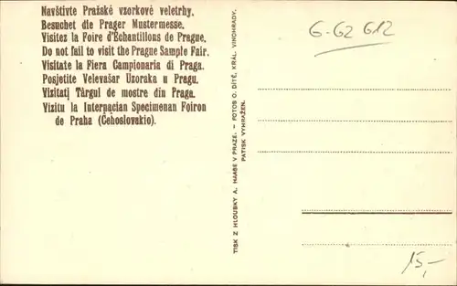 wu94381 Prag Prahy Prague Prag Mustermesse * Kategorie. Praha Alte Ansichtskarten