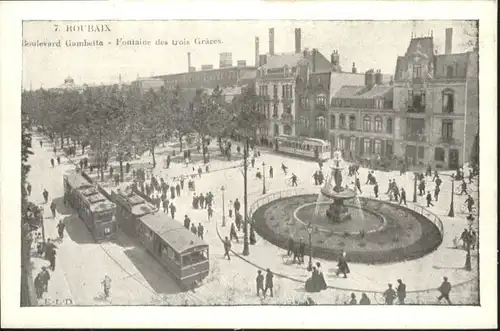 Roubaix Boulevard Gambetta Fontaine Trois Graces Strassenbahn  *