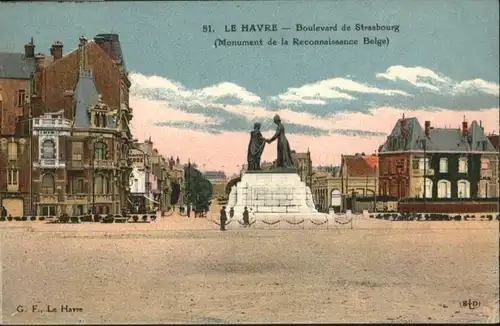 Le Havre Boulevard Strasbourg Monument Reconnaissance Belge *